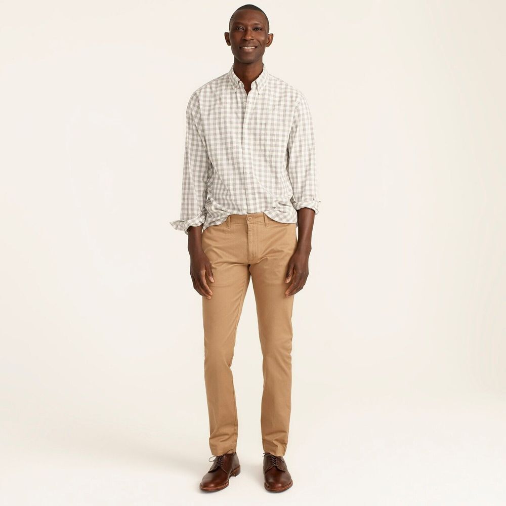 J.Crew Mens 484 Slim-fit Stretch Chino Pants‎ in River Brown Size 35x32